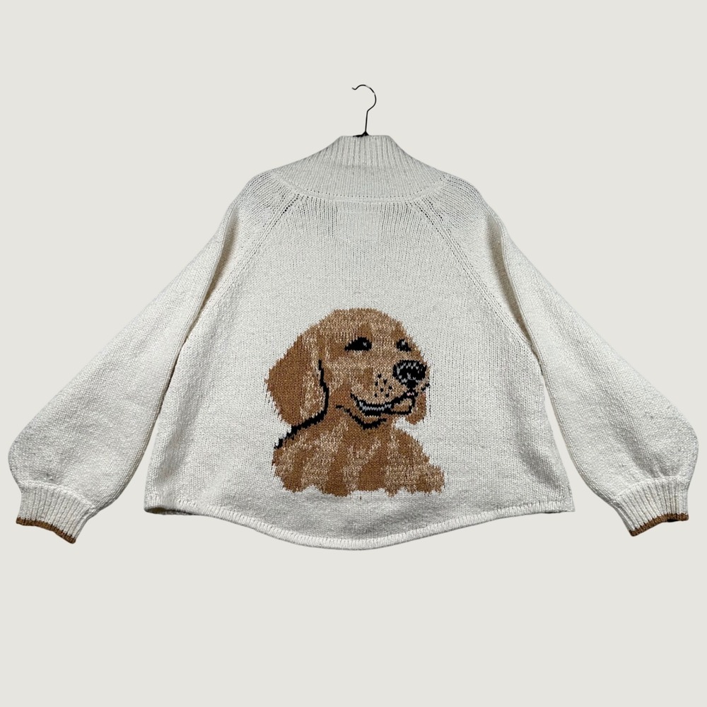 Pilcro The Jesse Dog Icon Chunky Knit Cardigan Sweater Golden Retriever XL